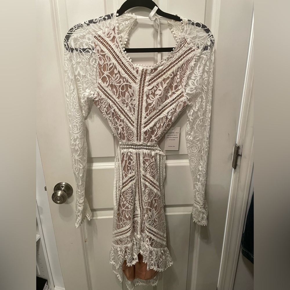 For Love & Lemons backless white lace dress
